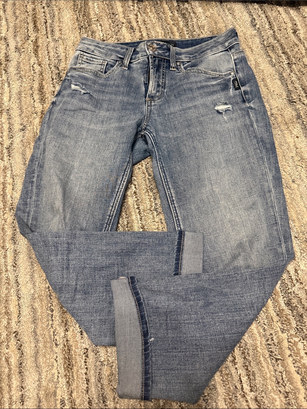 SILVER JEANS Suki Capri Women's Distressed Skinny Jeans